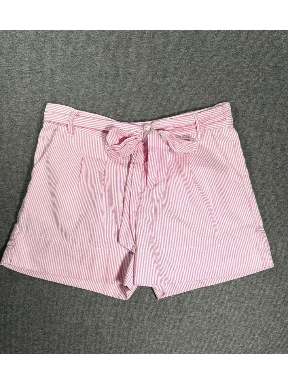 Lauren James Co. Pink and White Striped Bow Shorts, Size M